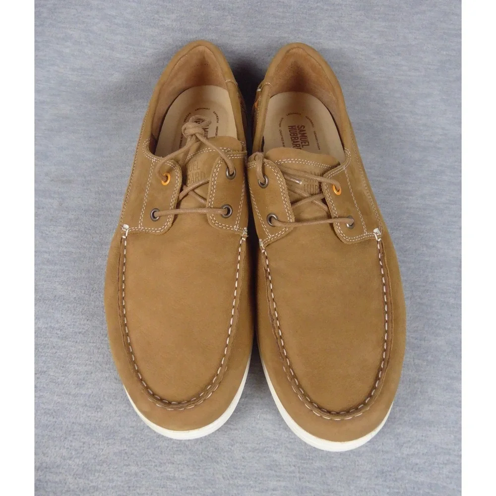 Samuel Hubbard Olema Moc Nutmeg Shoes Mens 13 XW Brown Nubuck Leather Boat Shoes